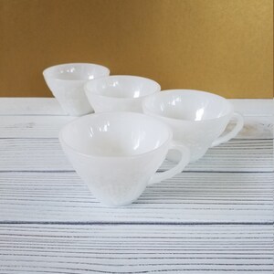 White Milk Glass Punch Cups Grapes Opaque by Anchor Hocking Set of 4