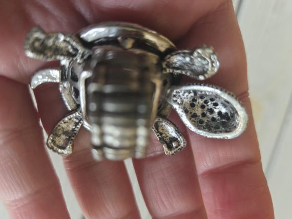Turtle Rhinestone Ring Vintage - image 5