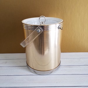 Vintage Mid Century Ice Bucket Gold / Champagne Colored