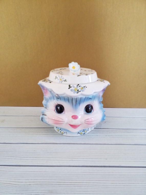 Lefton Miss Priss Cat Cookie Jar Ceramic Vintage Mid Century - Etsy