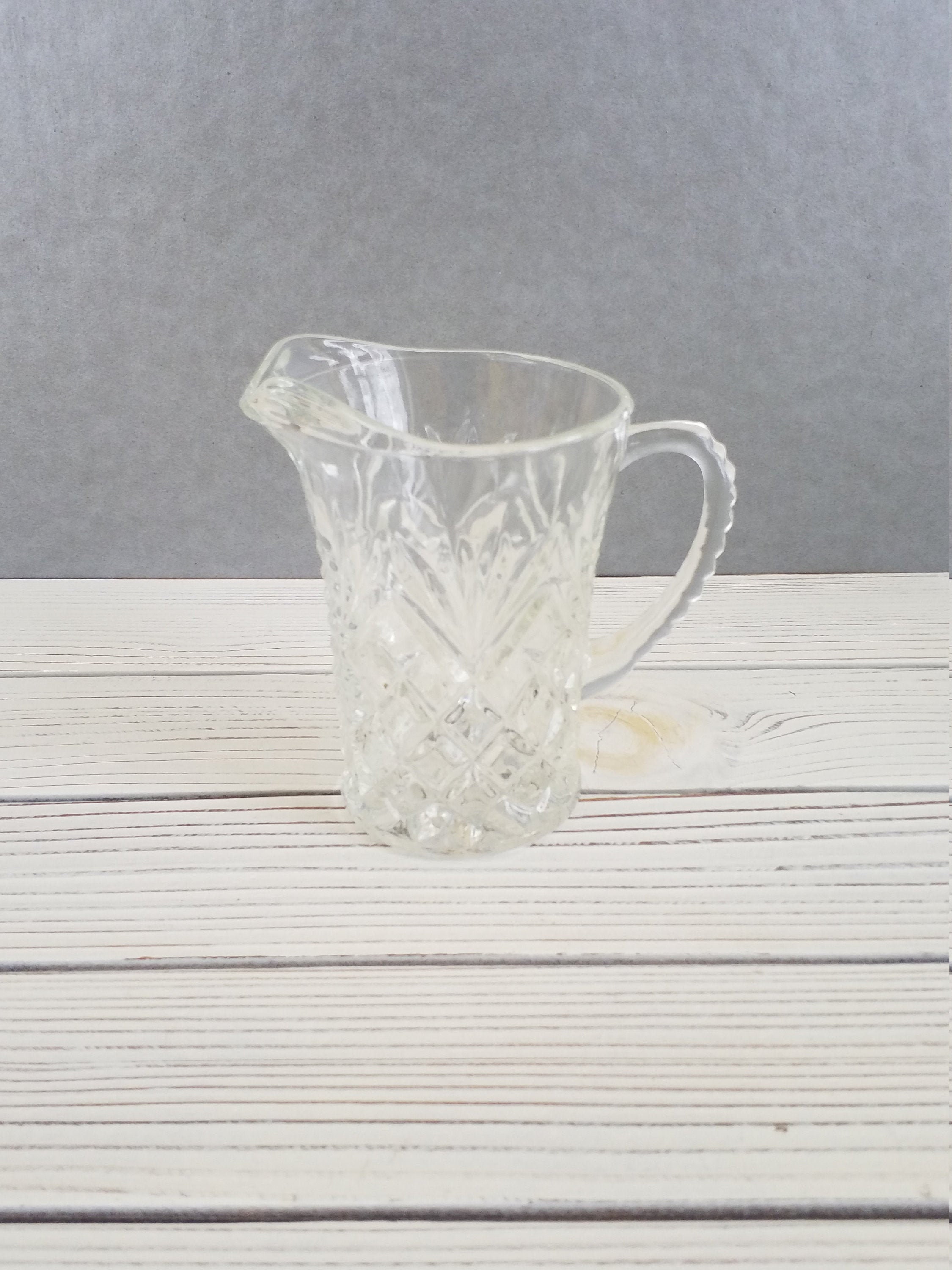 Anchor Hocking Clear Glass Pitcher Pineapple Creamer Etsy