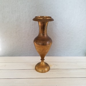 Vintage Etched Brass Vase Large Vintage India