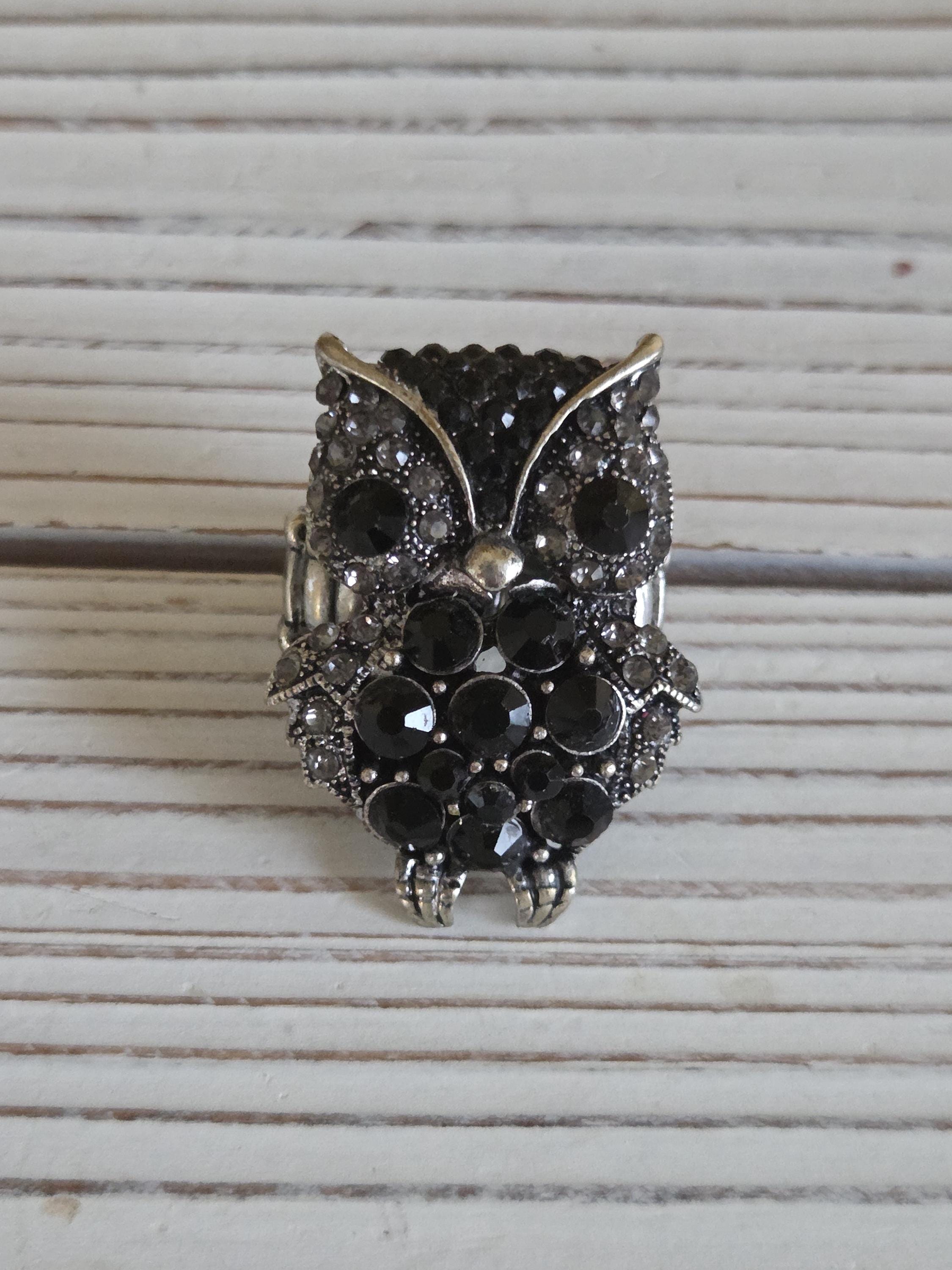 Rhinestone Owl Ring Vintage