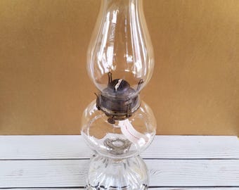 Antique Oil Lamp Scovill Clear Glass Queen Anne No 2 Vintage Lighting Hurricane