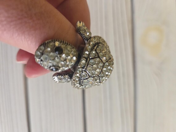 Turtle Rhinestone Ring Vintage - image 8
