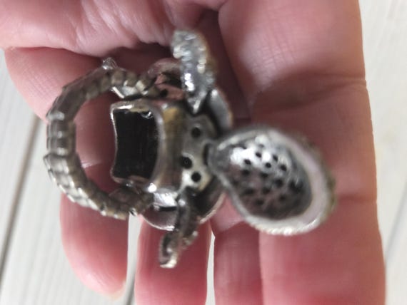Turtle Rhinestone Ring Vintage - image 6