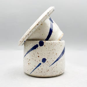 Butter Crock,  handmade out of speckled stoneware in Rainy day glaze, holds 195mL/6.5oz