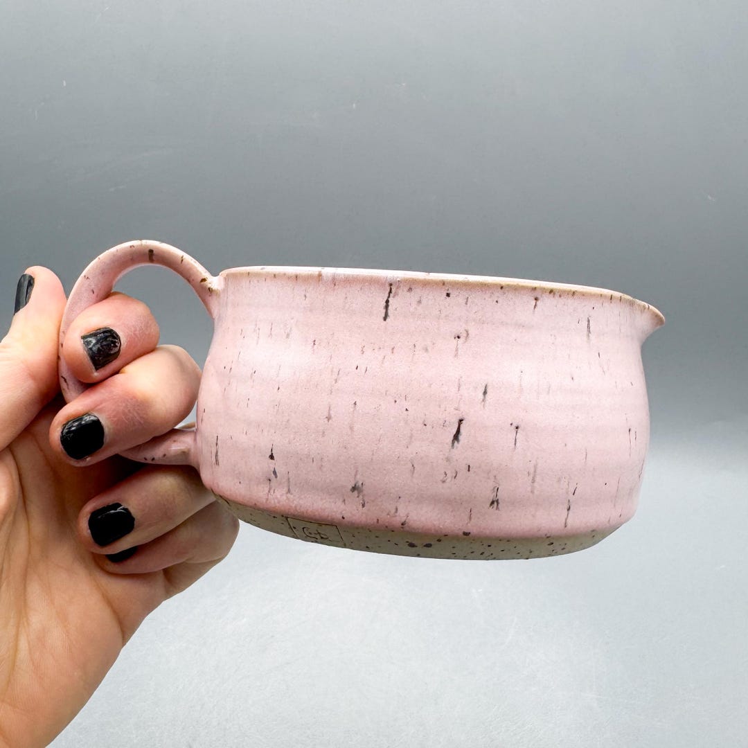 Gravy Boat/syrup Jug Handmade Out of Stoneware, Magnolia Pink Glaze ...