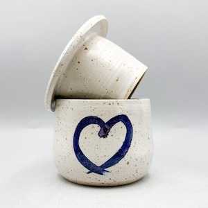 Butter Crock, Butter Dish, French Butter Keeper with hearts. holds 230mL/8.1oz