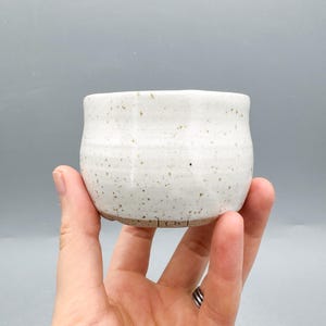 Handmade planter with drainage plate, Fluffy cloud glaze, size s