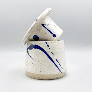 Butter Crock, handmade out of speckled stoneware, rainy day glaze,  holds 180mL/6oz