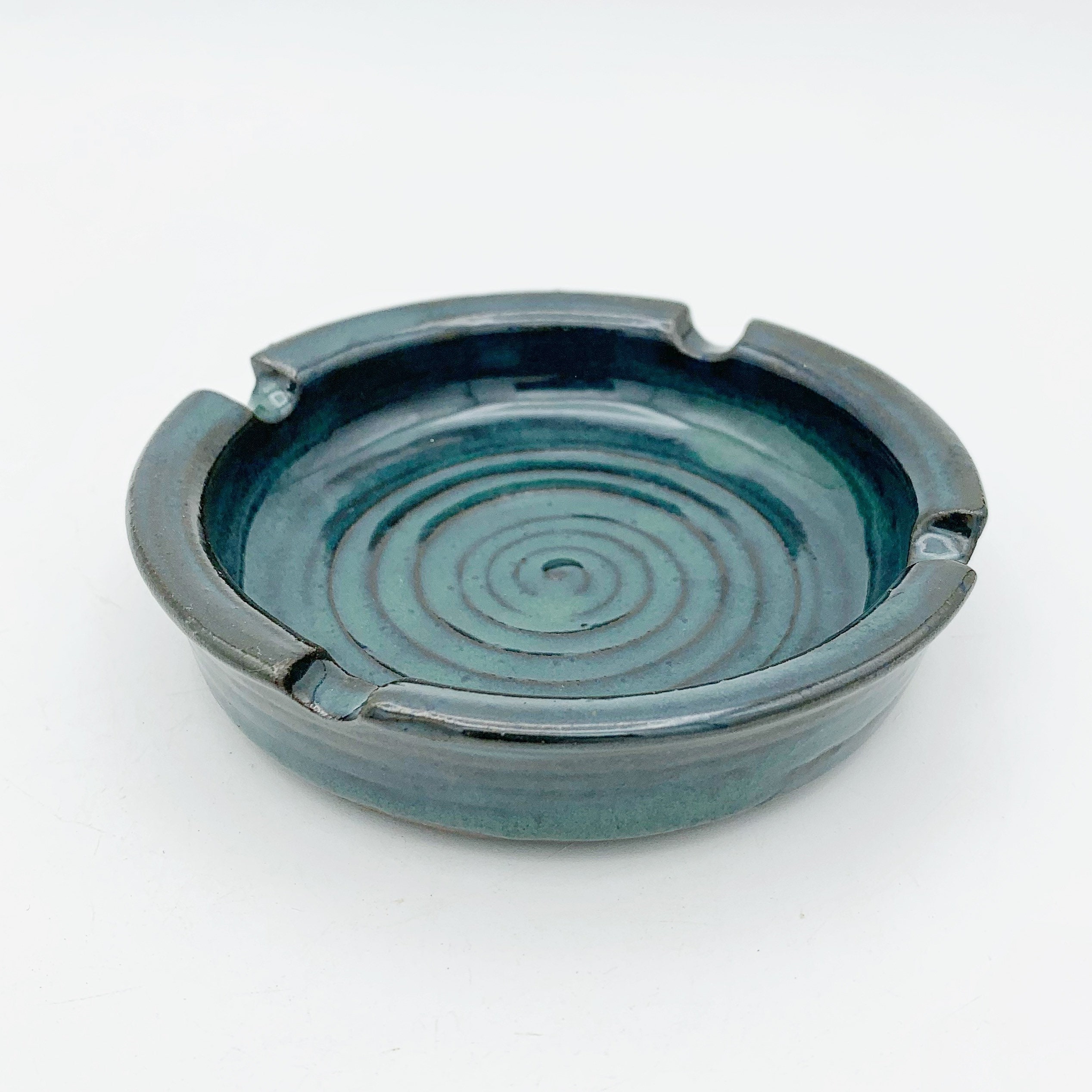 Aschenbecher aus Keramik 3-fach, Bunt (B/H/T) 11x6x11cm