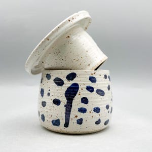 Butter Crock, Butter Dish, French Butter Keeper with polka dots holds 170mL/5.7oz