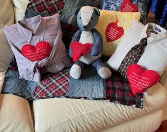 Memory / Bereavement / Keepsake - 22 inch Teddy Bears and 16 x 16 inch Pillows - You supply the clothing items.