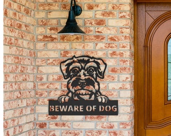 Schnauzer Sign, Dog Metal Art, Funny Scnauzer Decor, Dog Wall Hanging, Cute Dog Door Sign, Dog House Signs, Beware of Dog, Outdoor Dog Art