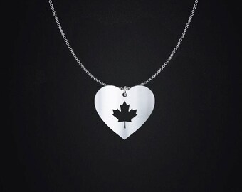 Moose Canada Flag Design Pattern Necklace Personalized Engraved Heart Custom Gift Pendant-Valentines Day Love