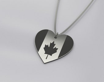 Moose Canada Flag Design Pattern Necklace Personalized Engraved Heart Custom Gift Pendant-Valentines Day Love