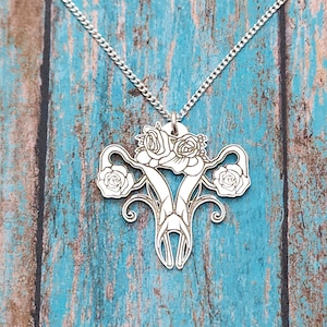Floral Uterus Necklace, Female Reproductive System, Biology Jewelry, Gynecologist Doctor, Reproductive Pendant, Uterus Charm, Womens Rights