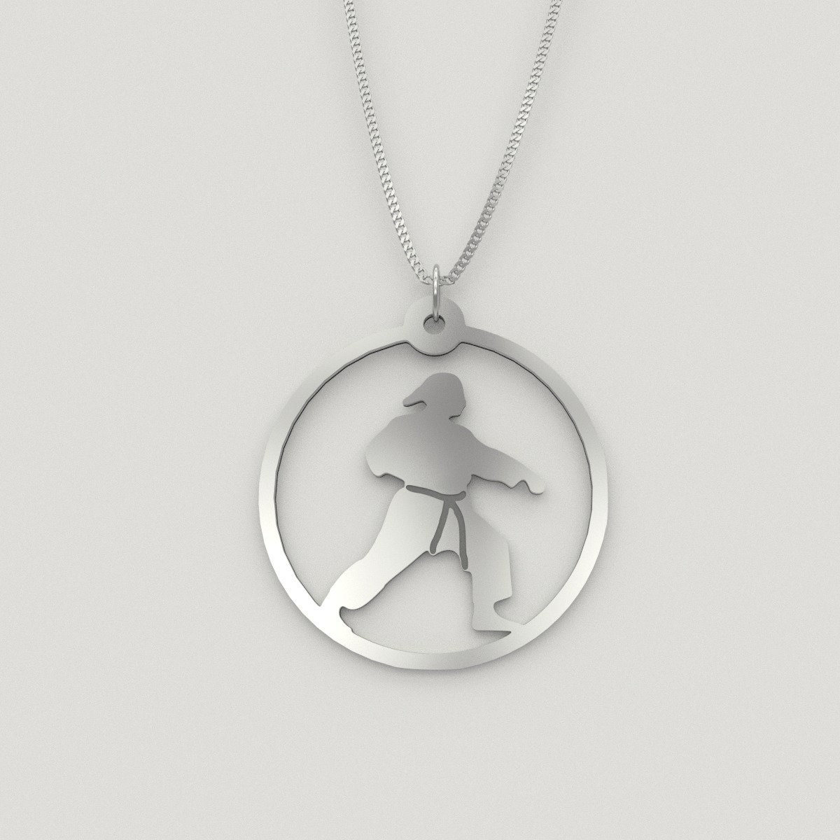 Karate Necklace Karate Girl Pendant Karate Gift Silver Etsy