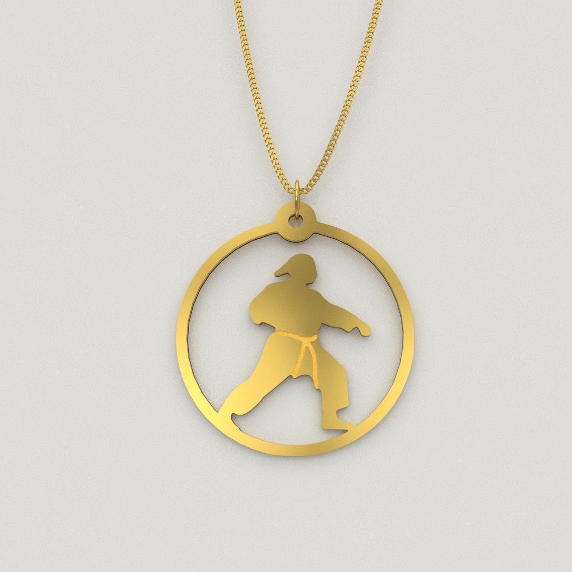 Karate Necklace Karate Girl Pendant Karate Gift Silver Etsy