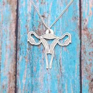 Silver Uterus Necklace, Female Reproductive System, Biology Jewelry, Gynecologist Doctor, Reproductive Pendant, Uterus Charm, Womens Rights