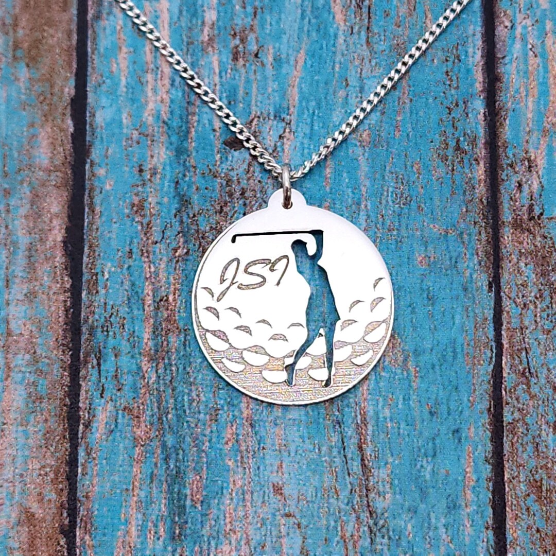 Custom Initial Golf Pendant Necklace, Golf Jewelry Gift, Woman Golfer ...