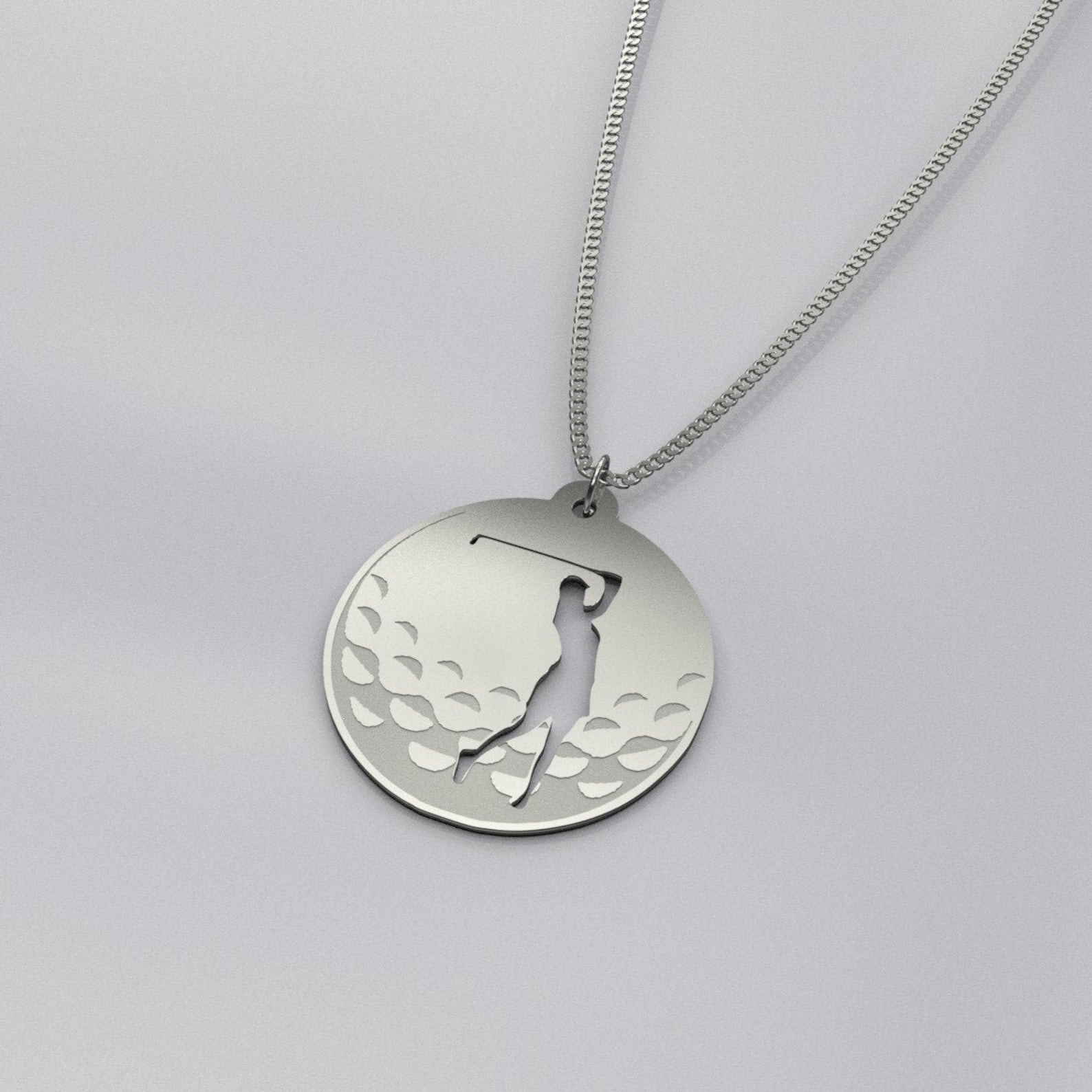 Silver Golf Pendant Necklace Golf Jewelry Gift Woman Golfer Etsy