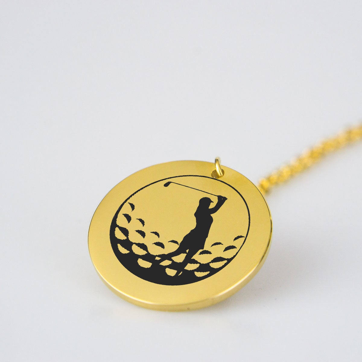 Golf Ball Necklace Golf Jewelry Gift Woman Golfer Silhouette Etsy