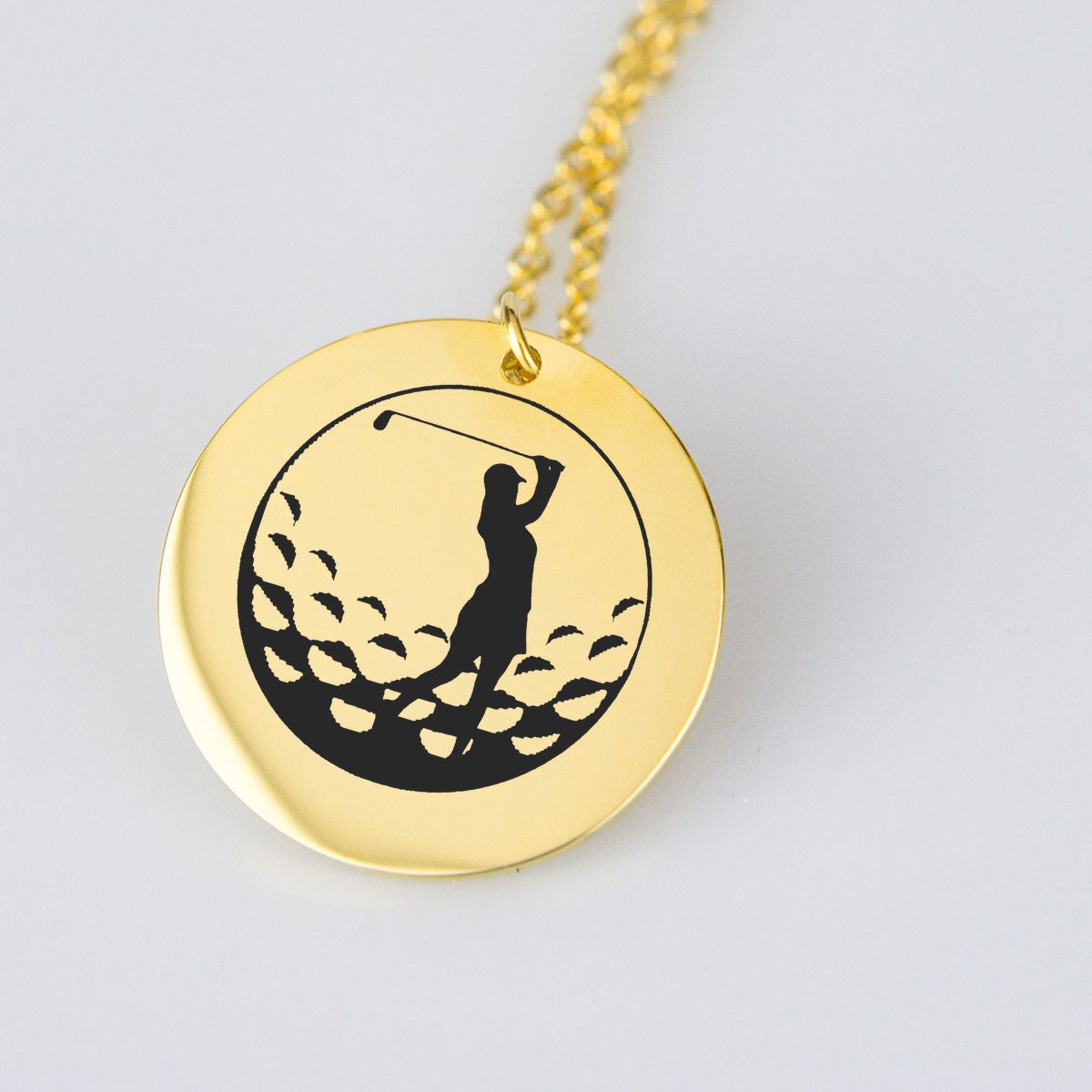 Golf Ball Necklace Golf Jewelry Gift Woman Golfer Silhouette Etsy