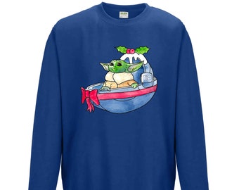 Baby Yoda Pudding - Gwiezdne Wojny Christmas Pudding - Sztuka filmowa/telewizyjna - Unisexowa bluza świąteczna