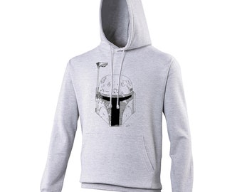 Boba/Jango Fett Mandalorian Helmet Szkic ołówkiem - Bluza z kapturem unisex