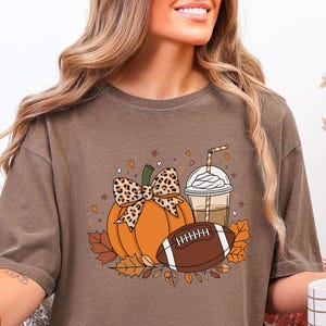 Comfort Colors Fall Shirt, Women&#39;s Fall Football Tee, Fall Pumpkin Season Tshirt, Autumn Fall Thsirt, Cozy Season Outfit, Fall Vibes Tee