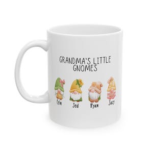 Personalized Mug for Grandma, Custom Grandma Cup, Mother's Day Grandmother Gift, Custom Grandchildren Names Mug, Custom Gnome Lover Gift