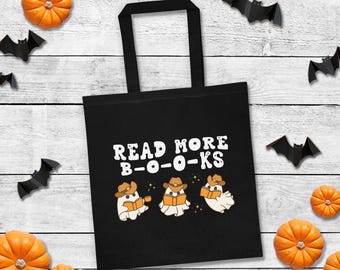 Bookish Halloween Tote Bag,Spooky Cowboy Ghost Tote Bag, Reading Book Bag, Bookish Merch, Trick or Treat Tote Bag, Teacher Halloween Gift