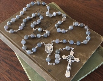 Labradorite Polished Stone Rosary - Catholic Rosary - Catholic Gift - Holy Rosary - Goddaughter Gift - Baptism Gift