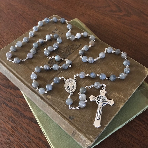 Labradorite Polished Stone Rosary - Catholic Rosary - Catholic Gift