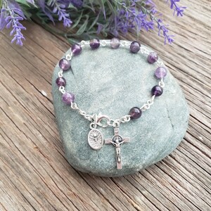February Birthstone Amethyst Rosary Bracelet - Catholic Rosary - Decade Rosary - Catholic Gift - Birthstone Bracelet - Birthstone Gift for