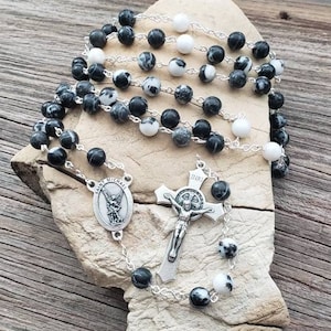 Zebra Stone St. Michael Rosary - Catholic Rosary - Holy Rosary - Catholic Gift