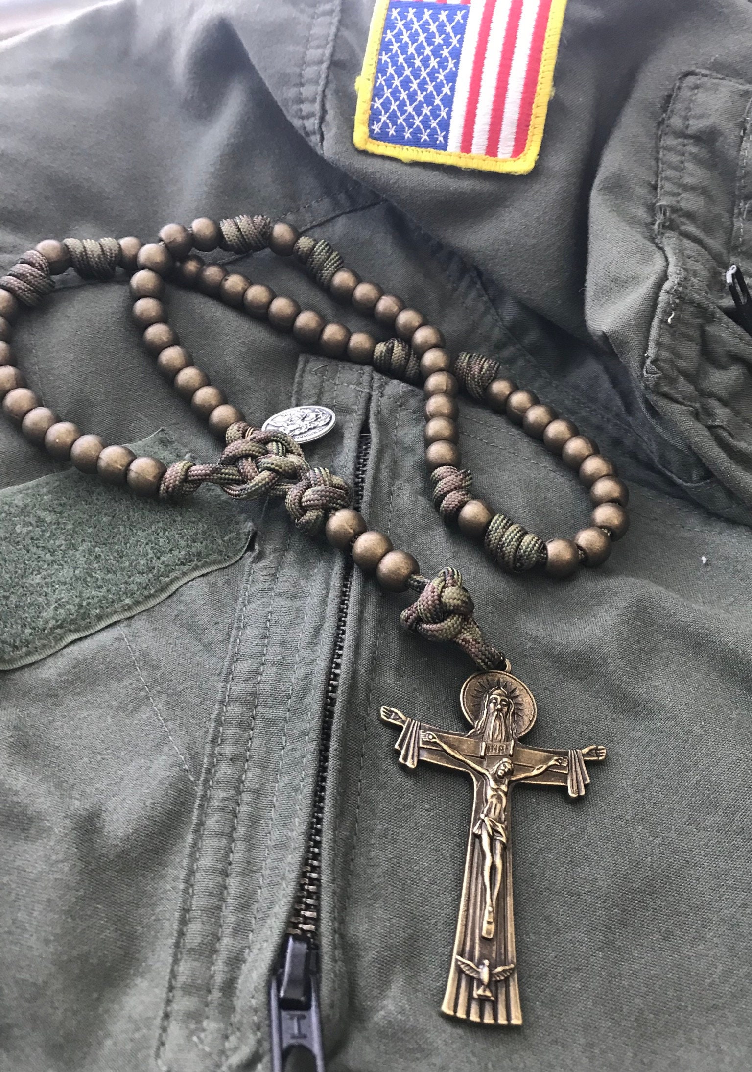 Camo Paracord Antique Bronze Rosary Catholic Rosary Rope Etsy