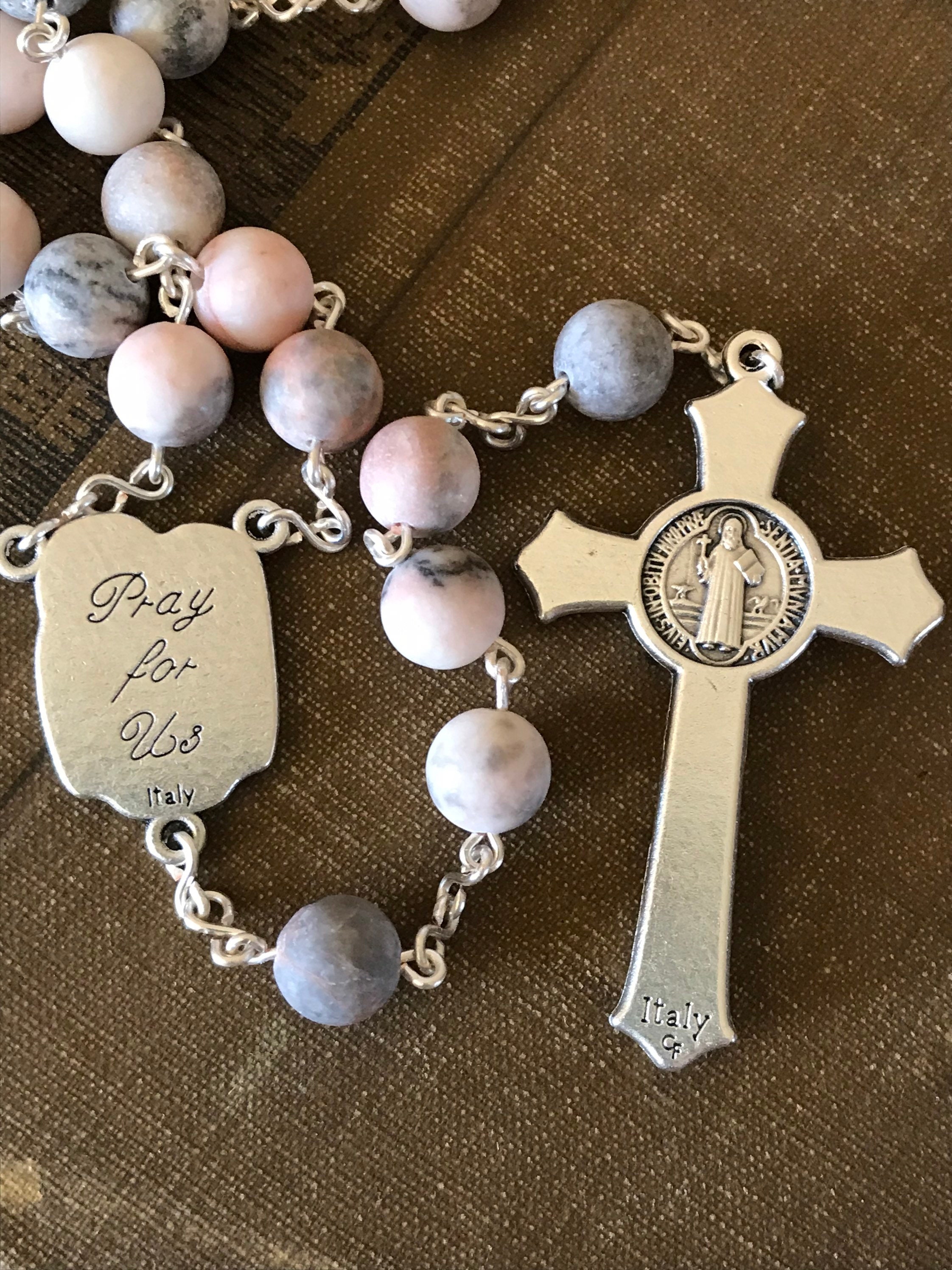 Pink Zebra Stone Rosary Catholic Rosary Holy Rosary Etsy