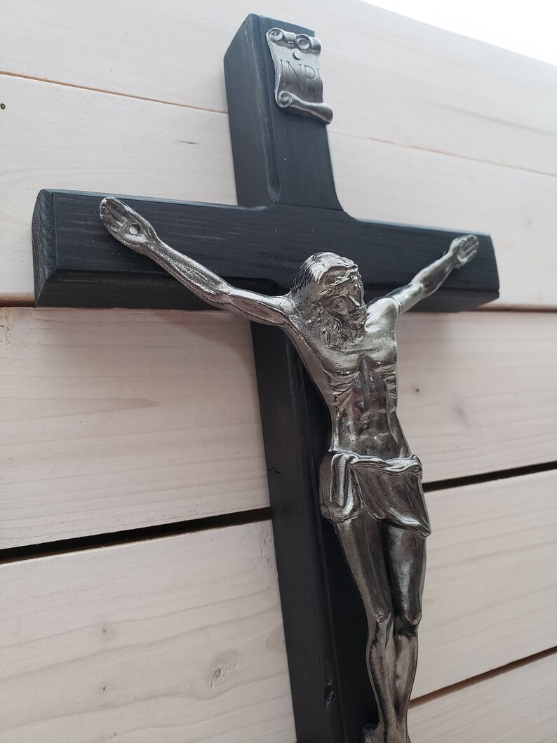 12 Wall Hanging Crucifix Reclaimed Barn Wood Black Ebony Etsy