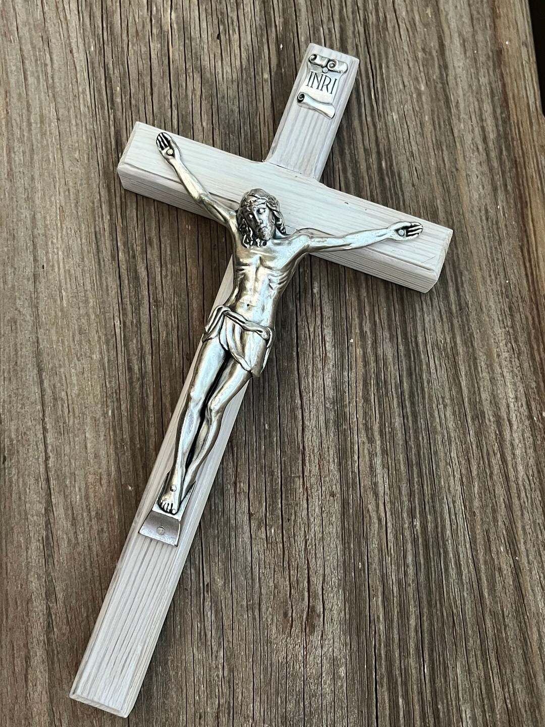 12 Wall Hanging Crucifix Reclaimed Barn Wood White Wash Etsy