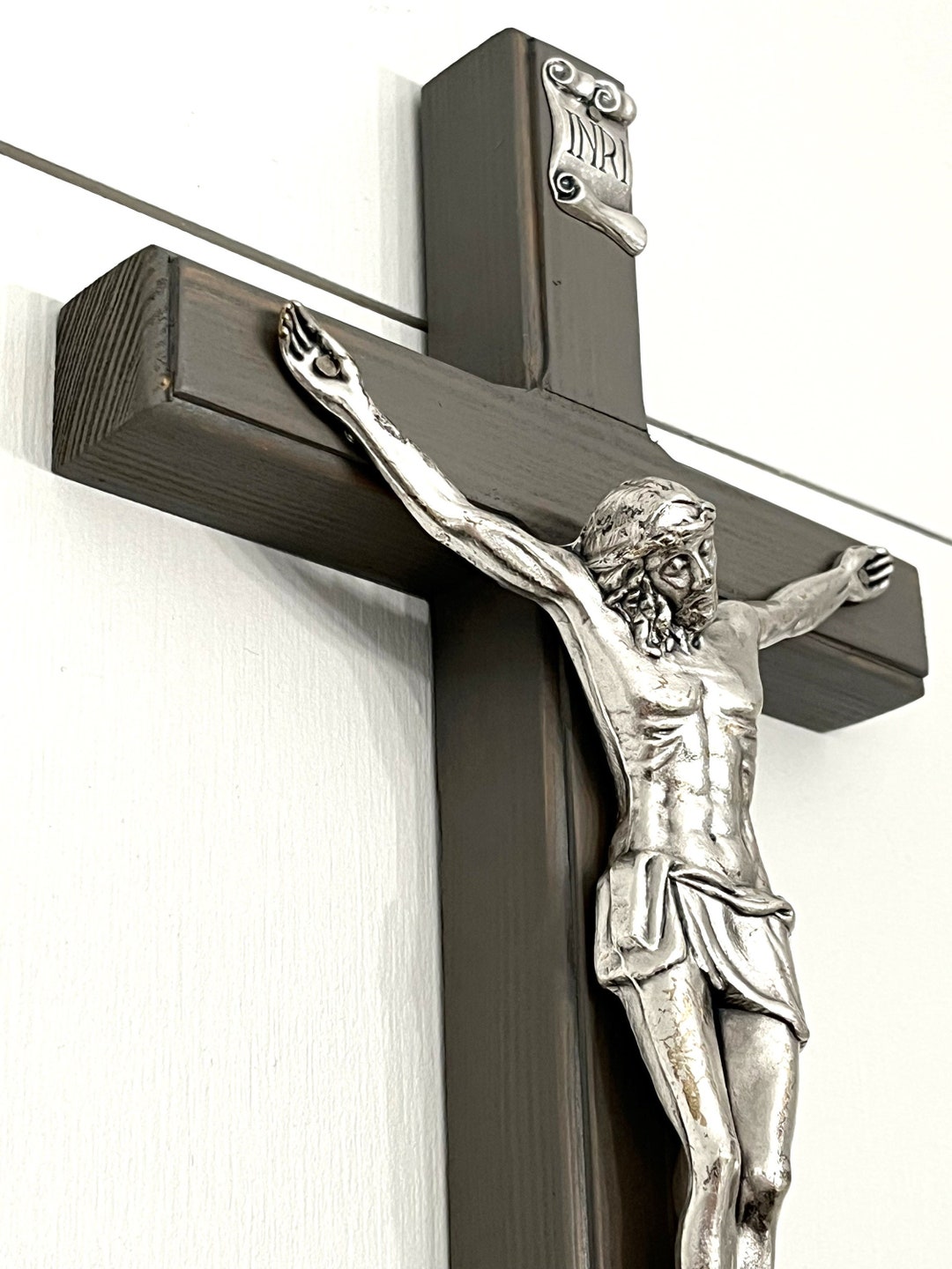 12 Wall Hanging Crucifix Reclaimed Barn Wood Grey Wash Etsy