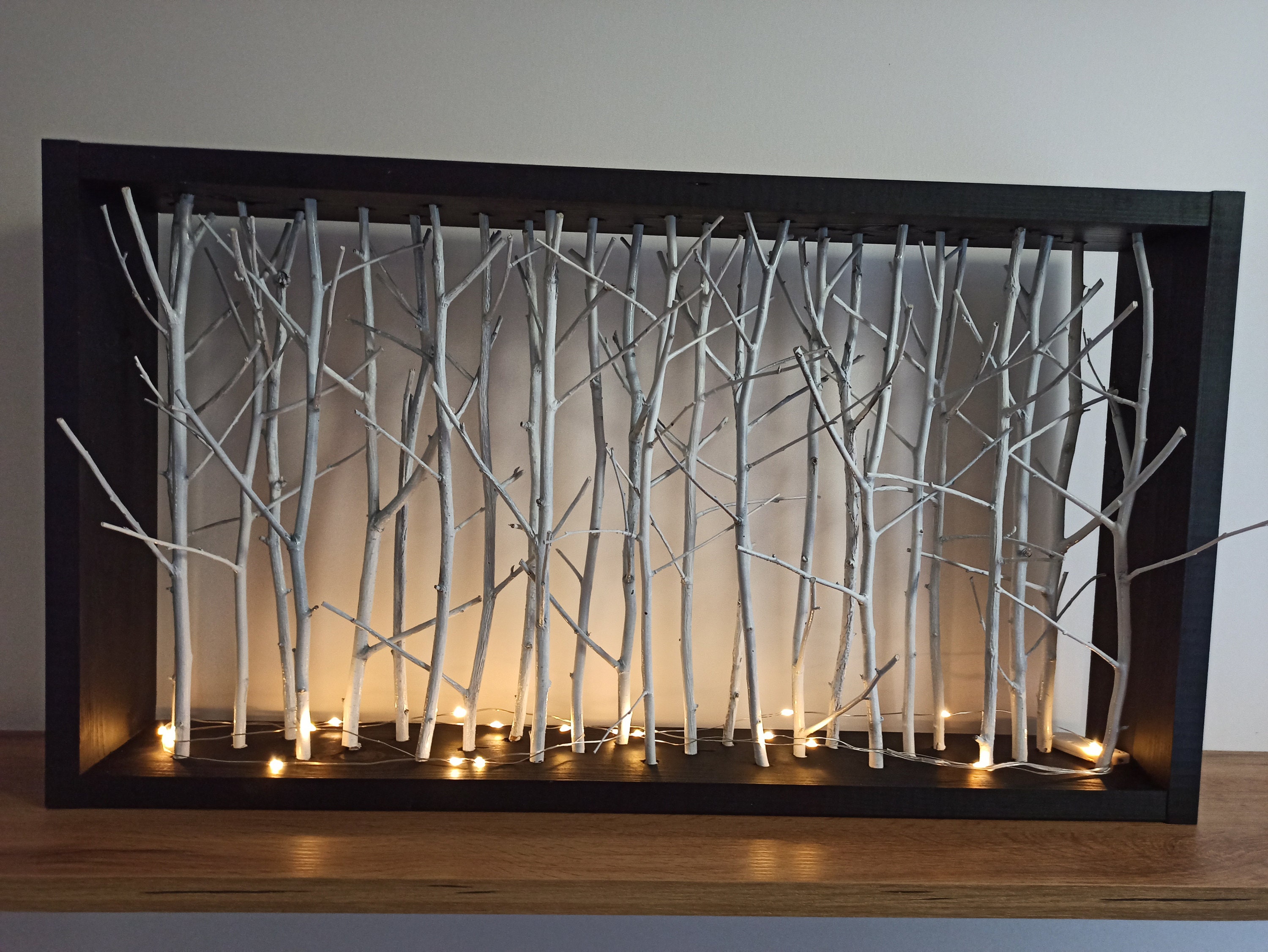 Northlight Decorated Standing Birch Branches in Wood Frame Table or Wall  Decoration