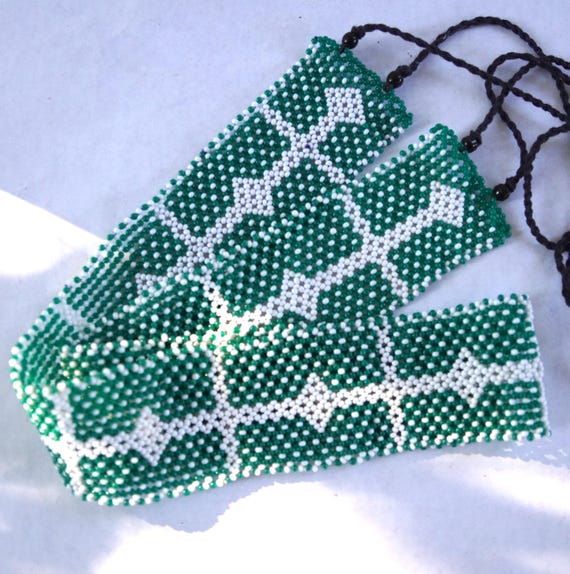 Beaded Belt, Handmade Vintage Adjustable Seed Bead Tie Belt  display picture 2