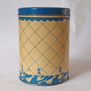 Storage Tin, Vintage canister with Dutch girl and goose