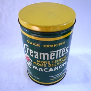 Vintage Creamettes Storage Tin, Macaroni storage canister