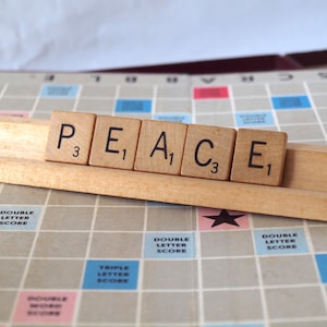 Vintage 1950s Scrabble Board Game: Wooden Tiles & Racks