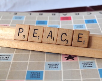 Vintage 1950s Scrabble Board Game: Wooden Tiles & Racks