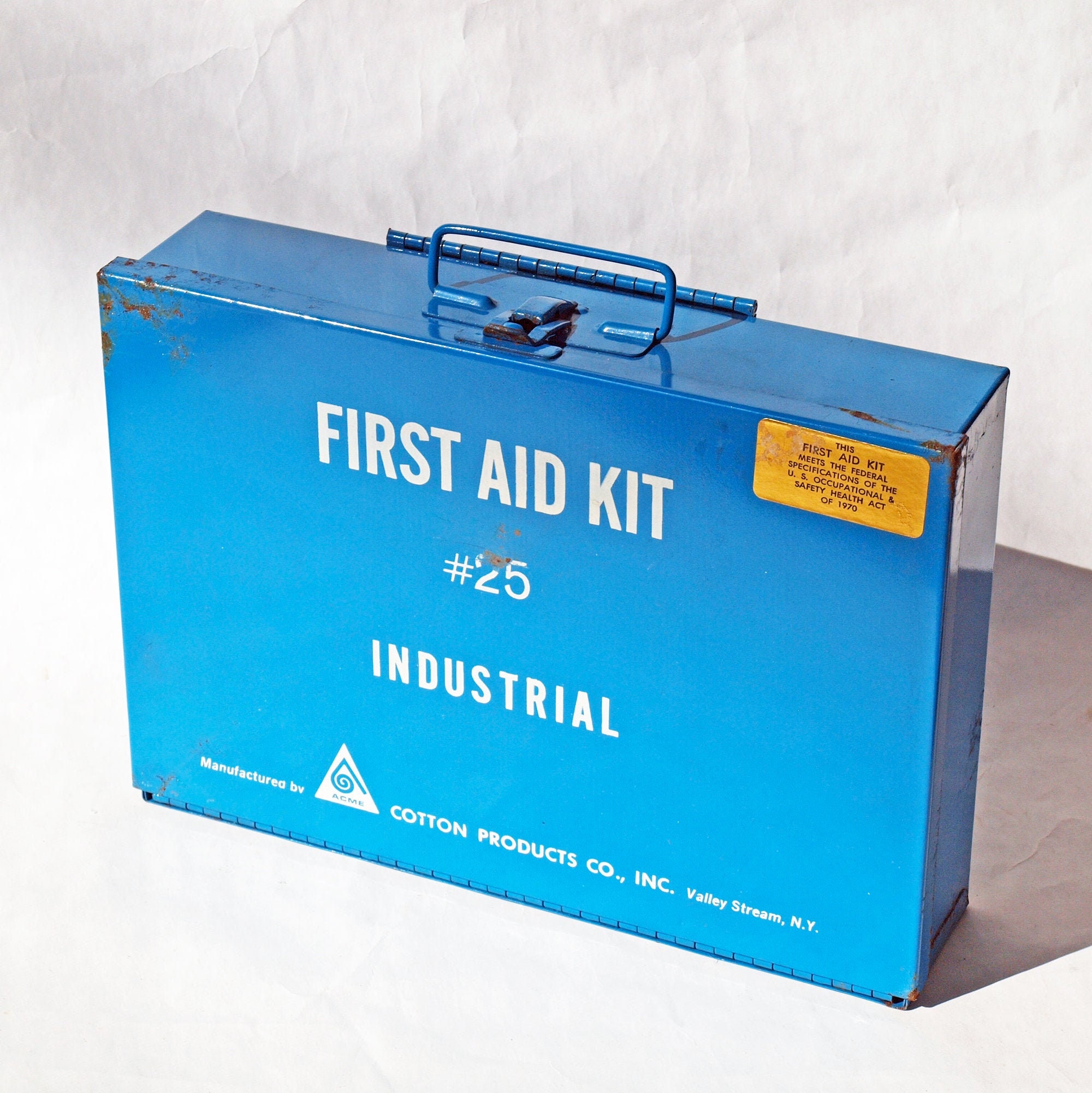 ヴィンテージ工業用救急キット #25 - 青い金属箱 - Etsy 日本